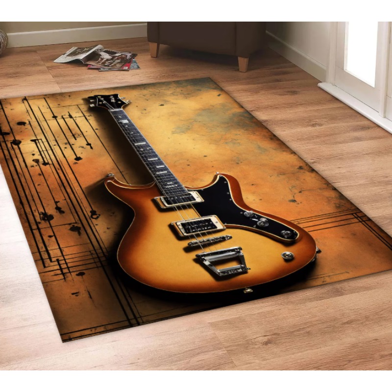 Commercial Printing Icon - Guitarra impressão música tema tapete moderno